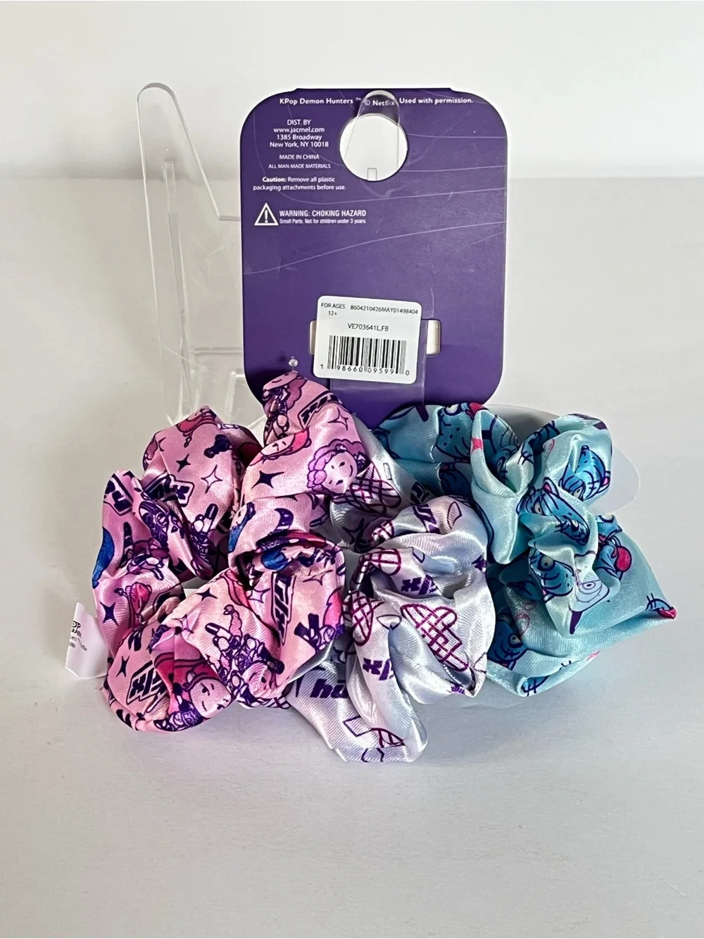 Kpop Demon Hunters Hair Scrunchies Set with Derpy Character & Huntrix Logos